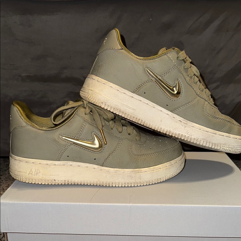 Nike Air Force 1 Sneakers in Olive and Gold